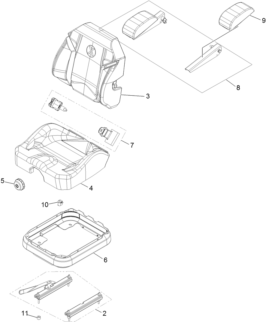 Seat W/Tracks Assembly No. 116-8912 | Exmark